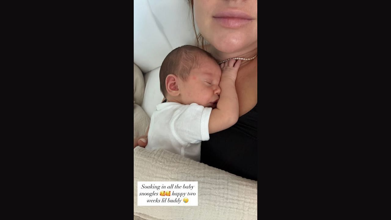 Denny Hamlin's fiancée posts Instagram story featuring their newborn child. Source:@Instagram/xojordanfish